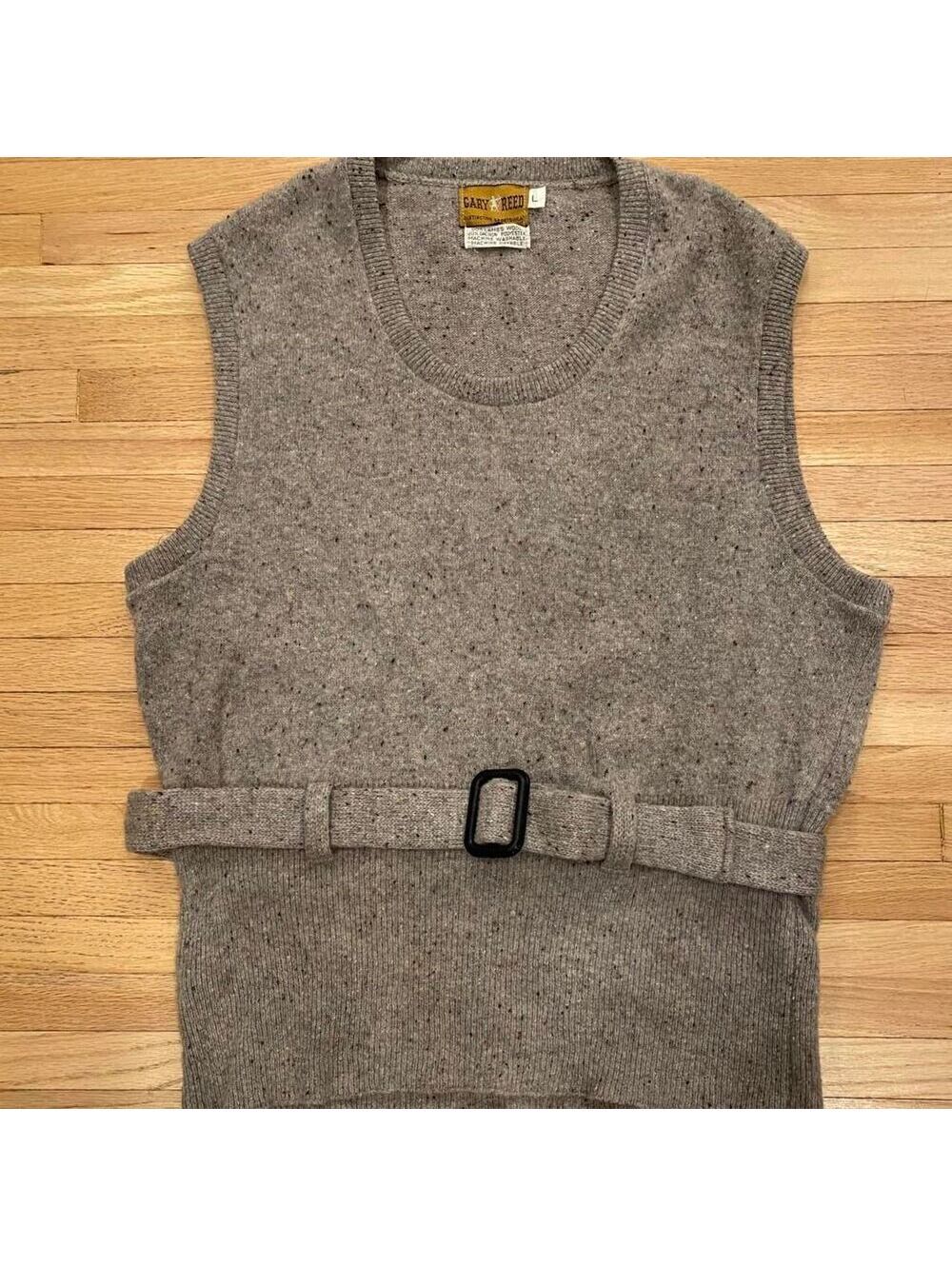 70's vintage western equestrian lambswool belted sweater vest Gary Reed L